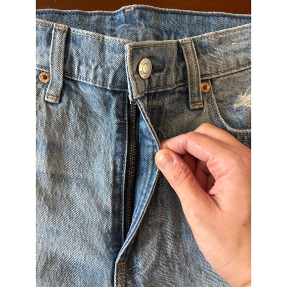 GAP Cheeky Straight High Rise Jeans Medium Wash Vintage Destructed Size 8 Long - Picture 5 of 11